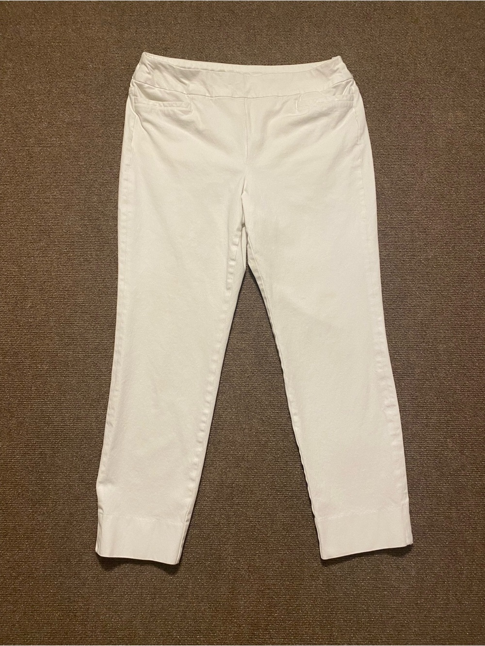 Soft Surroundings White Cropped Pull-On Ankle Pants Size M Stretch Straight Leg